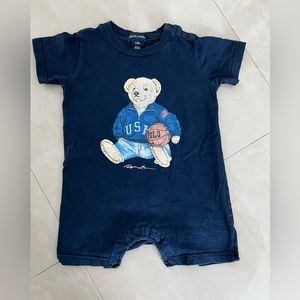 Ralph Lauren Baby Romper with Teddy Bear/Basketball print